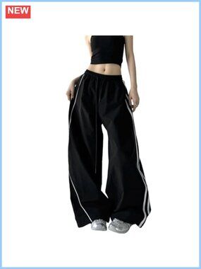 High Waist Wide Leg Baggy Cargo Track Pants Y2K Streetwear